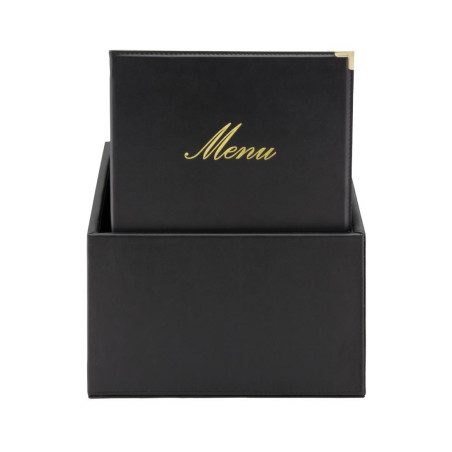 Boîte avec 20 protège-menus simili cuir A4x4 Securit Classic noirs