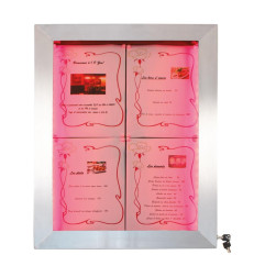 Porte-menu mural à LED couleurs en inox Securit 4xA4 