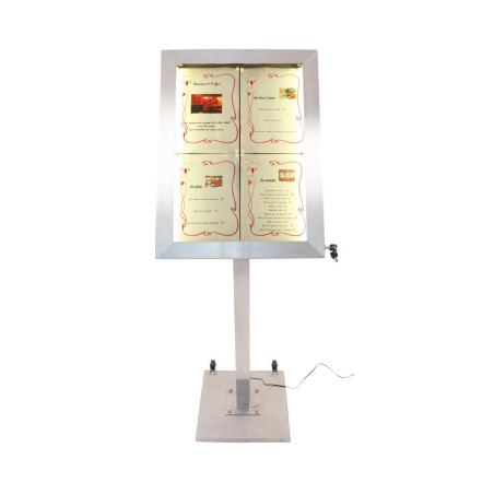 Porte-menu mural à LED couleurs en inox Securit 4xA4