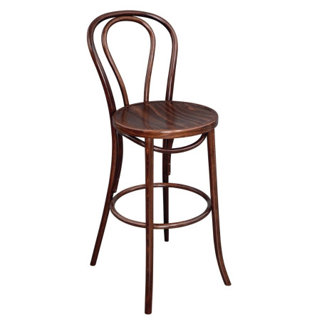 Tabouret haut bistro en bois courbé Fameg noyer