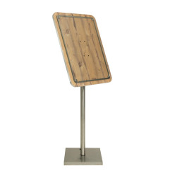 Porte-menu en bois Securit 4xA4 avec poteau et socle