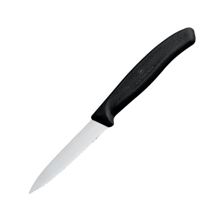 Couteau d'office denté pointu Victorinox 8cm noir