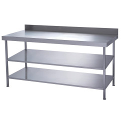 Table murale inox entièrement soudée avec 2 étagères inférieures Parry 1200x600mm