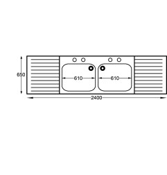 Plonge 2 cuves 2 égouttoirs en inox Franke Sissons 2400x650mm