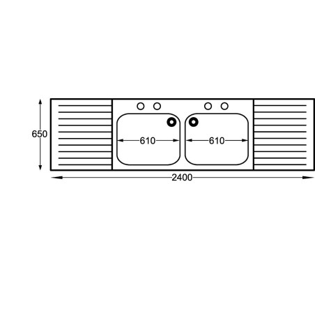 Plonge 2 cuves 2 égouttoirs en inox Franke Sissons 2400x650mm