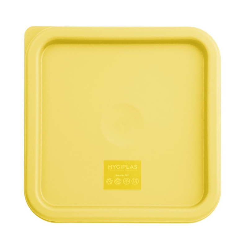 Couvercle moyen carré pour boîte alimentaire Hygiplas jaune