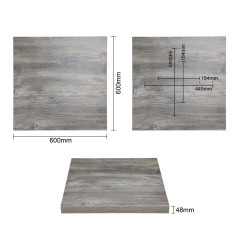 Plateau de table carré pré-percé en mélamine Bolero gris 600 mm