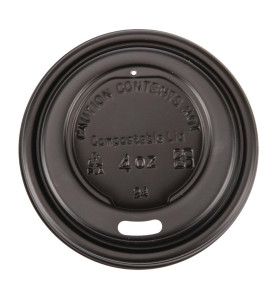 Couvercles noirs compostables en CPLA pour gobelets espresso 113ml Fiesta Compostable (x50)