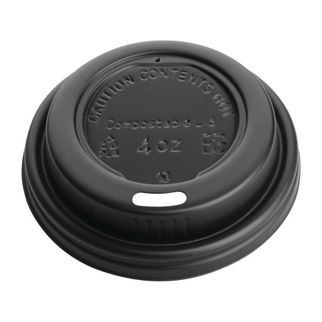 Couvercles noirs Recyclables en CPLA pour gobelets espresso 113ml Fiesta Recyclable (x50)