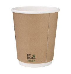 Gobelets boissons chaudes compostables en PLA double paroi Fiesta Compostable 227ml (x25)