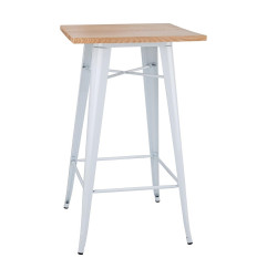 Mange-debout blanc avec plateau en bois Bolero Bistro