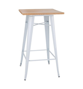 Mange-debout blanc avec plateau en bois Bolero Bistro