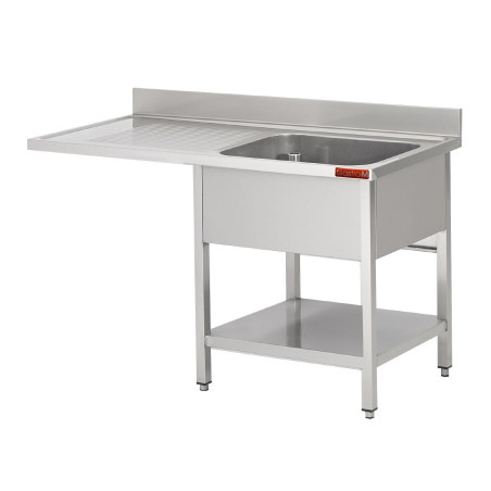 Plonge avec dosseret 1 bac et sous-tablette à gauche et 1 égouttoir et espace LV à droite Gastro M 1200x700x850mm
