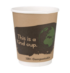 Gobelets boissons chaudes compostables en PLA double paroi Fiesta Compostable 227ml (x500)