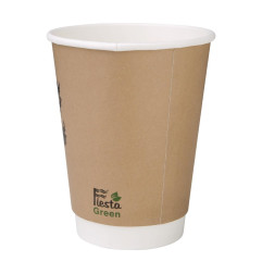 Gobelets boissons chaudes compostables en PLA double paroi Fiesta Compostable 355ml (x500)