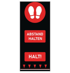 Tapis de sol distanciation sociale 150x65cm rouge - empreintes de pas (attention : texte allemand)
