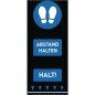 Tapis de sol distanciation sociale 150x65cm bleu - empreintes de pas (attention : texte allemand)