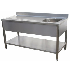 TABLE CHEF + SOUS-TABLETTE + CUVE A DROITE (1800X700H900mm)