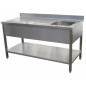 TABLE CHEF + SOUS-TABLETTE + CUVE A DROITE (1800X700H900mm)