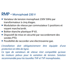 VARIATEUR RMP5 - AUTOTRANSFORMATEUR 5 POSITIONS MONOPHASE 230V