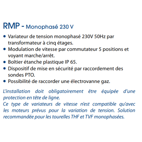 VARIATEUR RMP5 - AUTOTRANSFORMATEUR 5 POSITIONS MONOPHASE 230V