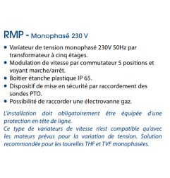VARIATEUR RMP7 - AUTOTRANSFORMATEUR 5 POSITIONS MONOPHASE 230V