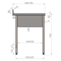 Plonge 1200x700xH900mm avec bac 500x500xH325mm