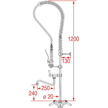 DOUCHETTE DE LAVAGE STANDARD PROFESSIONNEL AVEC ROBINET