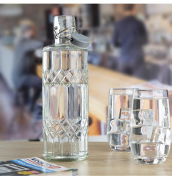 Bouteilles d'eau en verre avec bouchon Olympia Geo 1L (lot de 6)