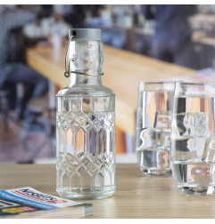 Bouteilles d'eau en verre avec bouchon Olympia Geo 380 ml (lot de 6)