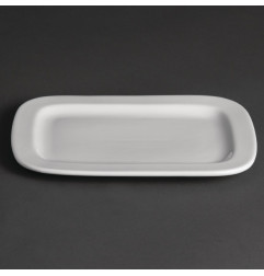 Assiettes rectangulaires arrondies Olympia Whiteware 230mm (lot de 12)