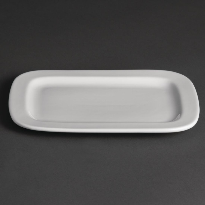 Assiettes rectangulaires arrondies Olympia Whiteware 230mm (lot de 12)