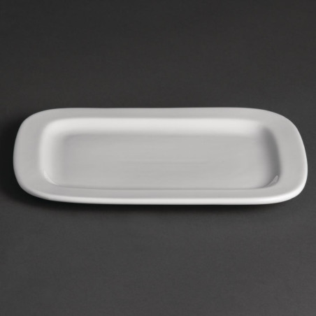 Assiettes rectangulaires arrondies Olympia Whiteware 230mm (lot de 12)
