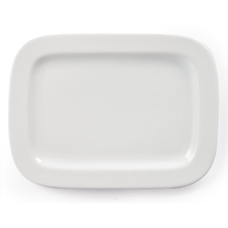 Assiettes rectangulaires arrondies Olympia Whiteware 230mm (lot de 12)