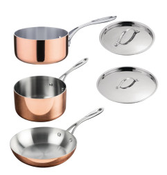 Batterie de cuisine en cuivre triple parois 3 pièces Vogue Cook Like A Pro
