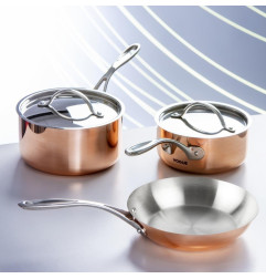 Batterie de cuisine en cuivre triple parois 3 pièces Vogue Cook Like A Pro