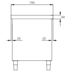 Meubles inox sur-mesure 190x70xH90 cm