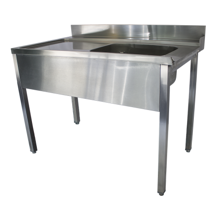 Plonge ENTREE LAVE VAISSELLE A CAPOT 1200x700xH880mm (s'accroche à droite du lave vaisselle)
