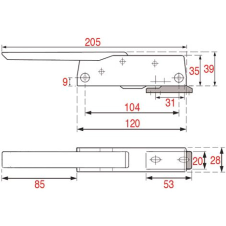 FERMETURE DROITE-GAUCHE SANS SERRURE 880 CR