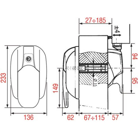 POIGNEE FERMETURE COMPLETE FERMOD 431 AVEC SERRURE