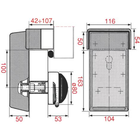 POIGNEE FERMETURE COMPLETE 621 avec serrure