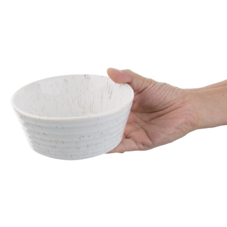 Bols plats ronds mouchetés blancs Olympia Cavolo 143mm (lot de 6)