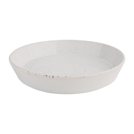 Bols plats ronds mouchetés blancs Olympia Cavolo 220mm (lot de 4)