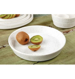 Bols plats ronds mouchetés blancs Olympia Cavolo 220mm (lot de 4)