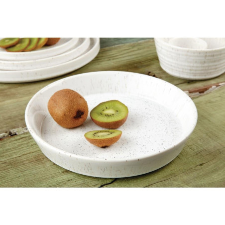 Bols plats ronds mouchetés blancs Olympia Cavolo 220mm (lot de 4)