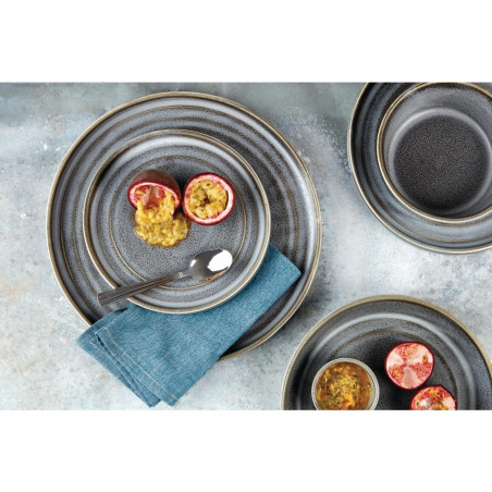 Assiettes plates rondes Olympia Cavolo anthracite 180mm (lot de 4)