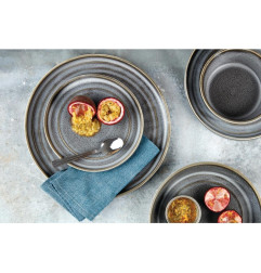 Assiettes plates rondes Olympia Cavolo anthracite 220mm (lot de 4)