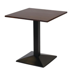 Table carrée avec pied en métal et plateau en bois foncé Turin 700 mm