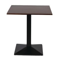 Table carrée avec pied en métal et plateau en bois foncé Turin 700 mm