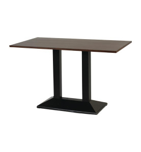 Table rectangulaire avec pied en métal et plateau en bois foncé Turin 1200x700 mm